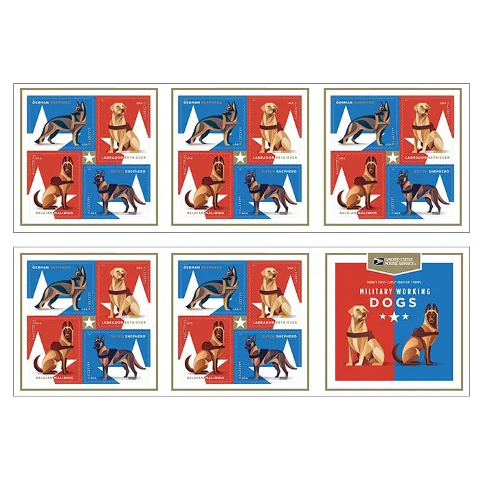 2019 USPS Military Working Dogs Forever Stamps Sheets of 20