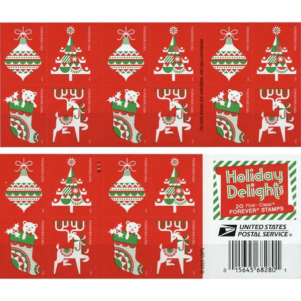 2020 USPS Holiday Delights Forever Stamp Sheets of 20