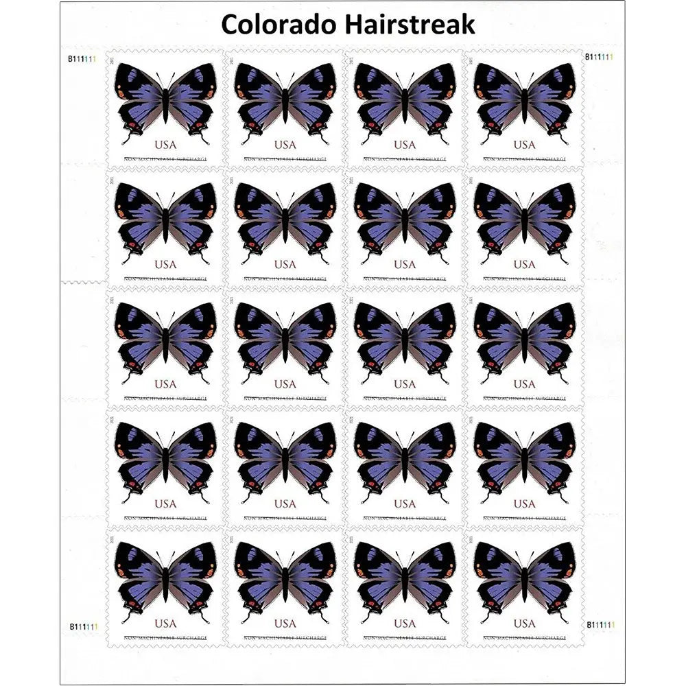 2021 USPS Colorado Hairstreak Forever Stamp Sheets of 20