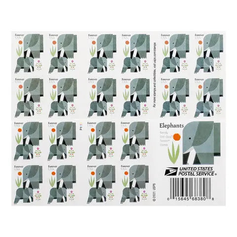 2022 USPS Elephants First Class Forever Stamps Sheets of 20