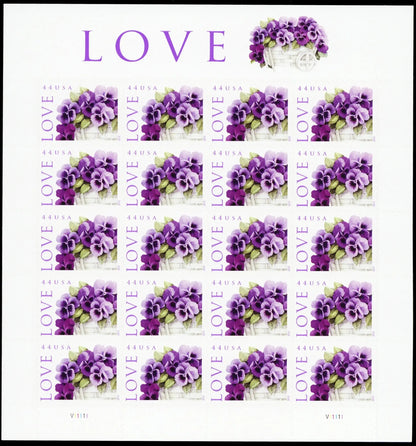 2010 USPS LOVE Pansies in a Basket Collectible Stamps Sheets of 20