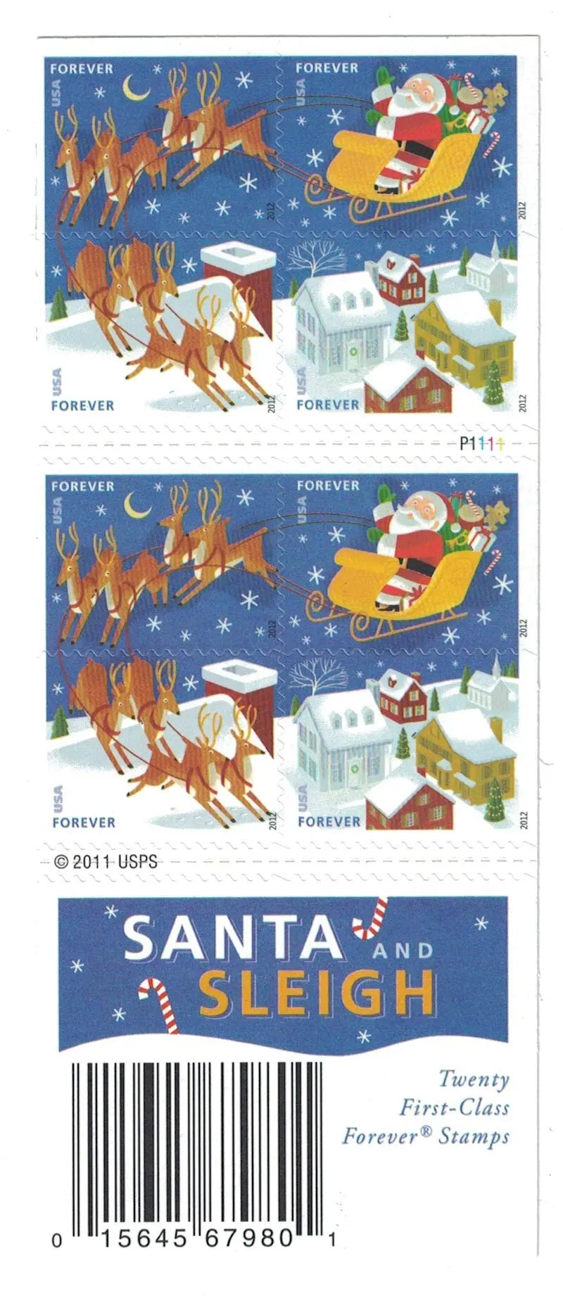 2012  USPS  Santa  Sleigh  Forever  Stamps Sheets of 20