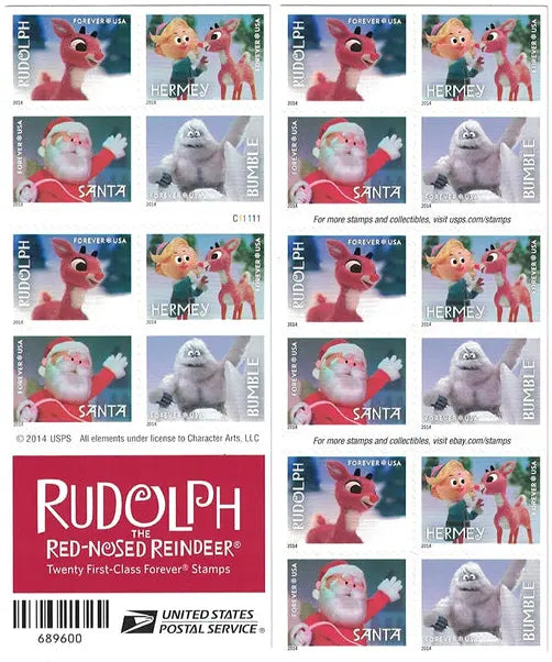 2014 usps rudolph forever stamp Sheets of 20