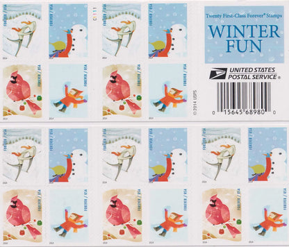 2014 USPS Winter Fun Forever Stamp Sheets of 20