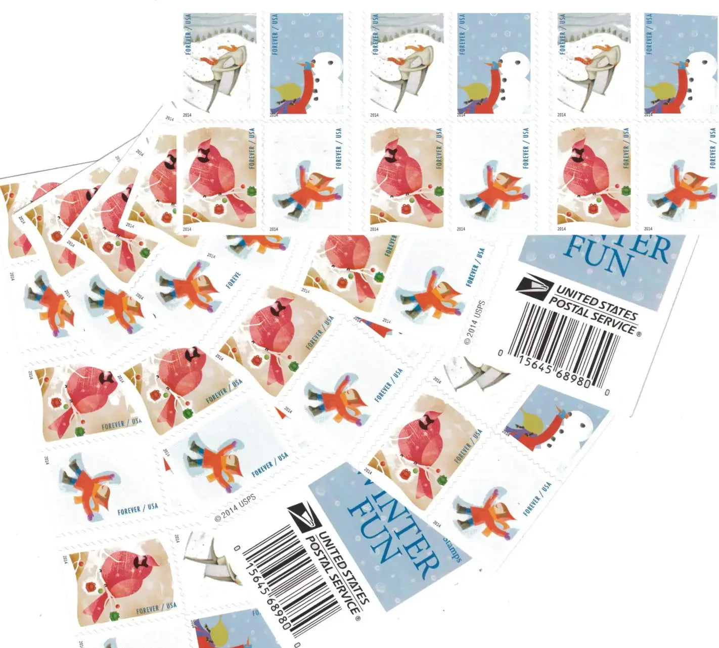 2014 USPS Winter Fun Forever Stamp Sheets of 20