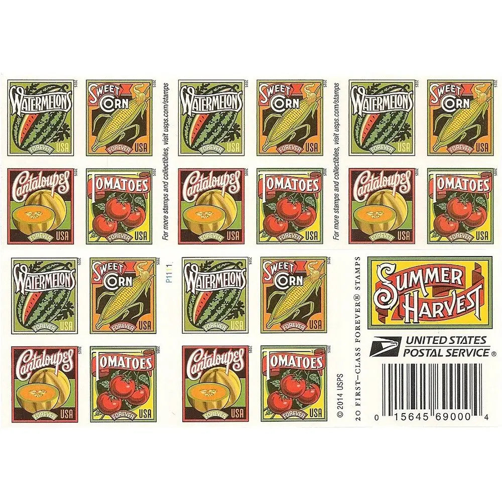 USPS 2015 Summer Harvest Forever Stamp Sheets of 20