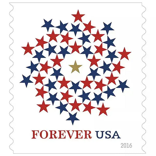 2016 USPS Stars Red Blue Forever Stamp Sheets of 10