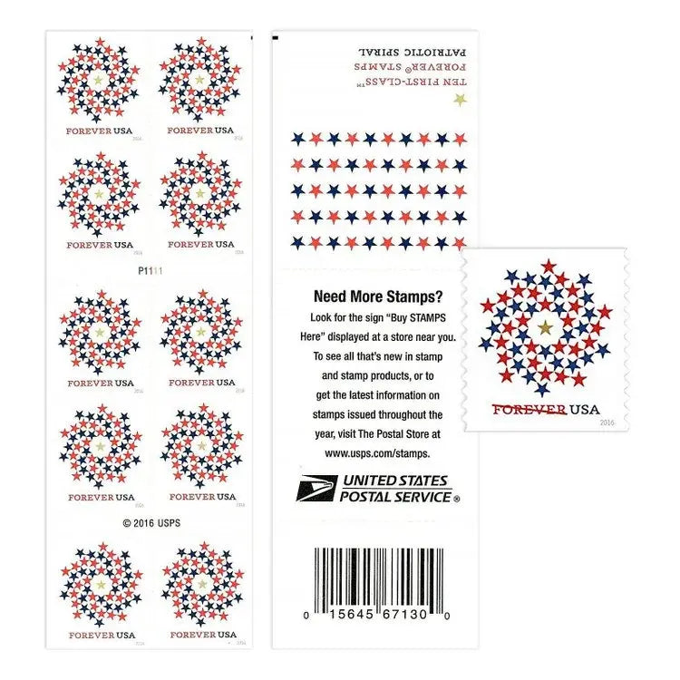2016 USPS Stars Red Blue Forever Stamp Sheets of 10