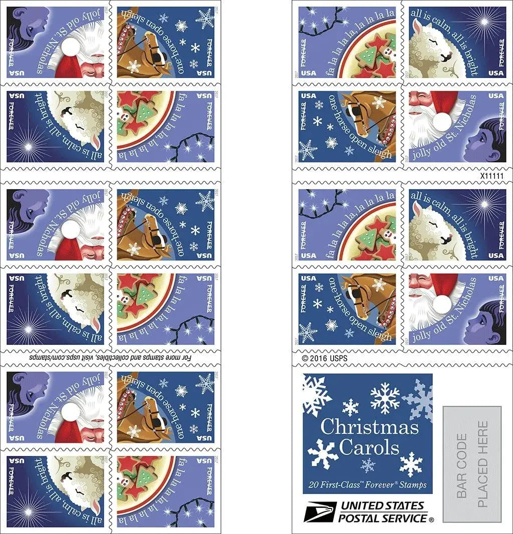 2017  usps  christmas   carols   forever   stamps Sheets of 20