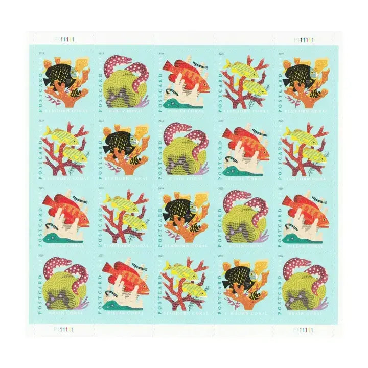 2019 USPS Coral Reefs Postcard Stamps Sheets of 20