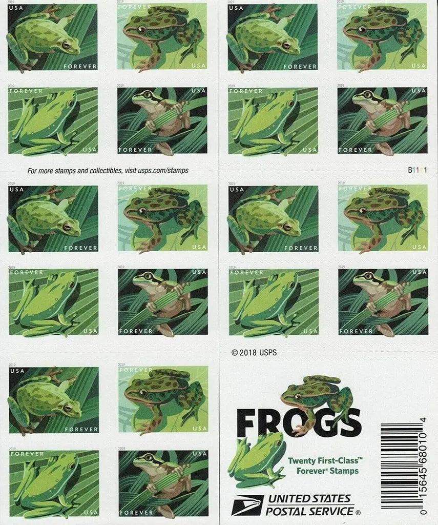 2019 USPS Frogs Forever Stamp Sheets of 20