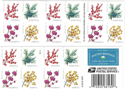 2019 USPS Winter Berries Forever Stamps Sheets of 20