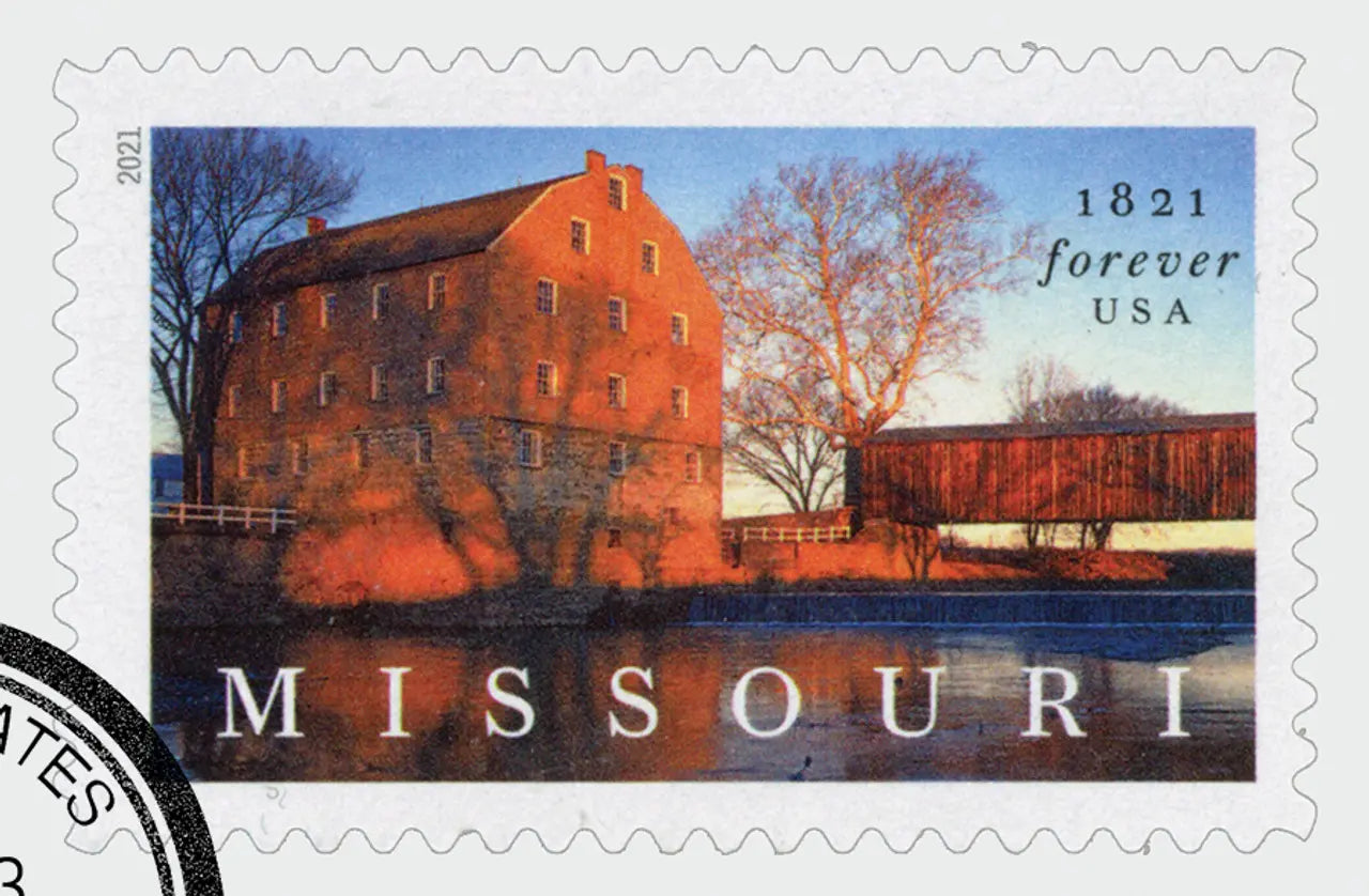 missouri statehood 2021 bollinger mill burfordville covered bridge stamp Sheets of 20