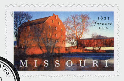missouri statehood 2021 bollinger mill burfordville covered bridge stamp Sheets of 20