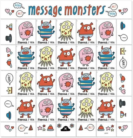 2021  US  Message  Monsters  Forever  Stamps Sheets of 20