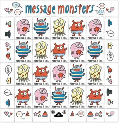 2021  US  Message  Monsters  Forever  Stamps Sheets of 20