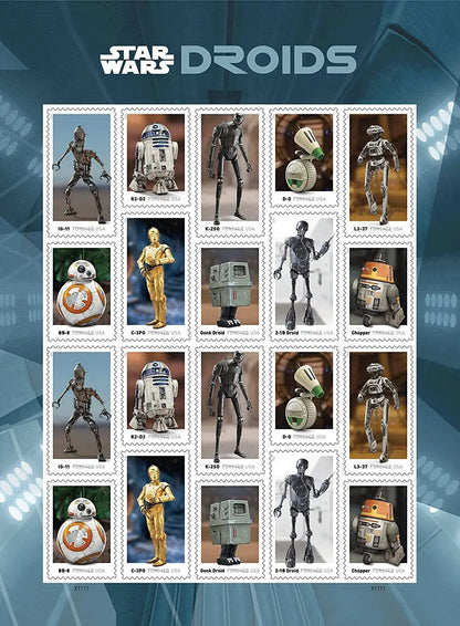 2021  usps  star  wars  droids  stamps Sheets of 20