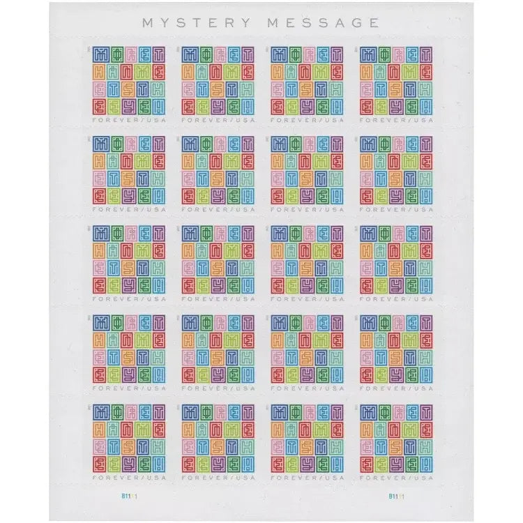 2021  usa  mystery  message  stamps Sheets of 20