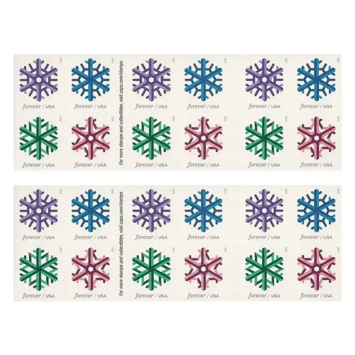 2015 USPS Geometric Snowflakes Forever Stamp Sheets of 20
