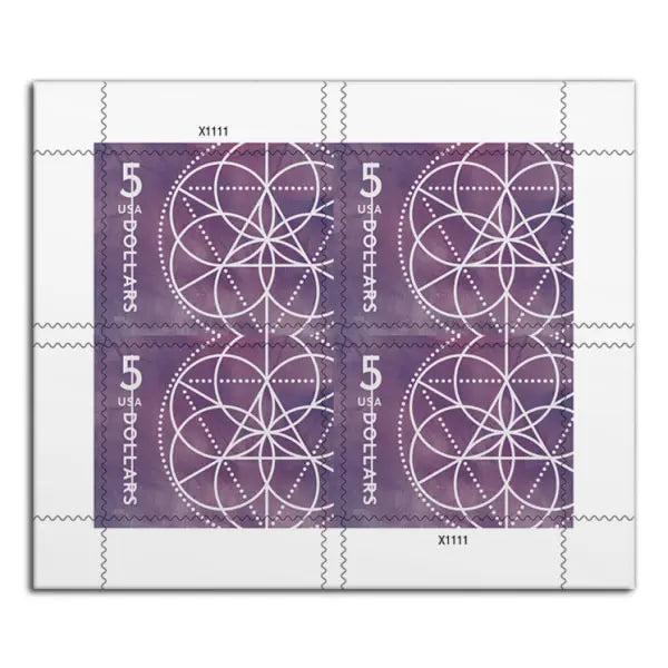 2022 5-dollar floral geometry stamps Sheets of 4