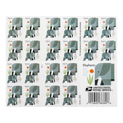 2022 USPS Elephants First Class Forever Stamps Sheets of 20