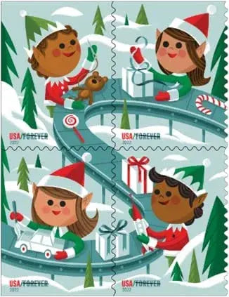 2022 USPS Holiday Elves Forever Stamps Sheets of 20