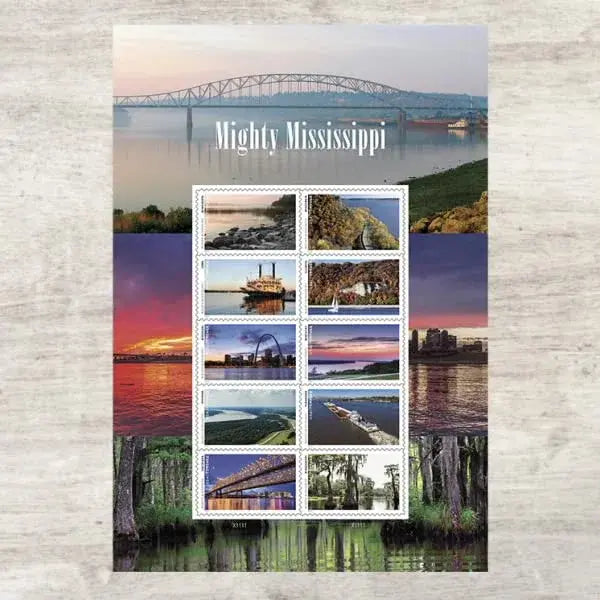 2022  USPS  Mighty  Mississippi  Forever  Stamp Sheets of 10