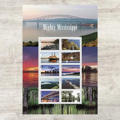 2022  USPS  Mighty  Mississippi  Forever  Stamp Sheets of 10