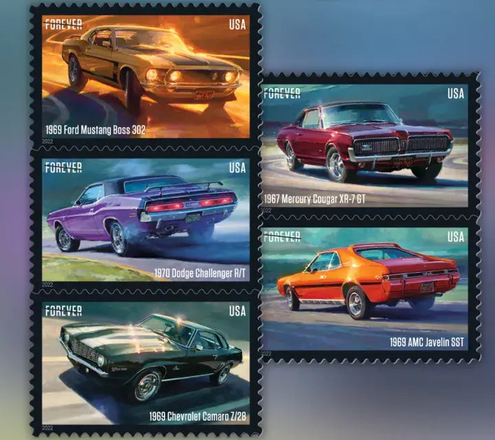 2022  usps  pony  cars  stamps Sheets of 20