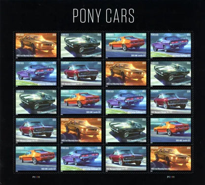 2022  usps  pony  cars  stamps Sheets of 20