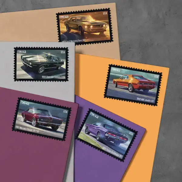 2022  usps  pony  cars  stamps Sheets of 20