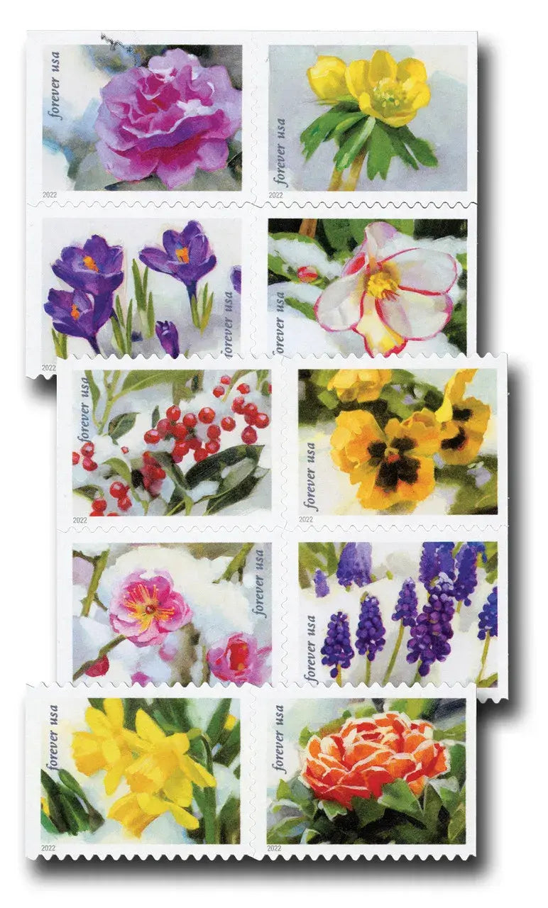 2022 USPS Snowy Garden Beauty Forever Stamp Sheets of 20