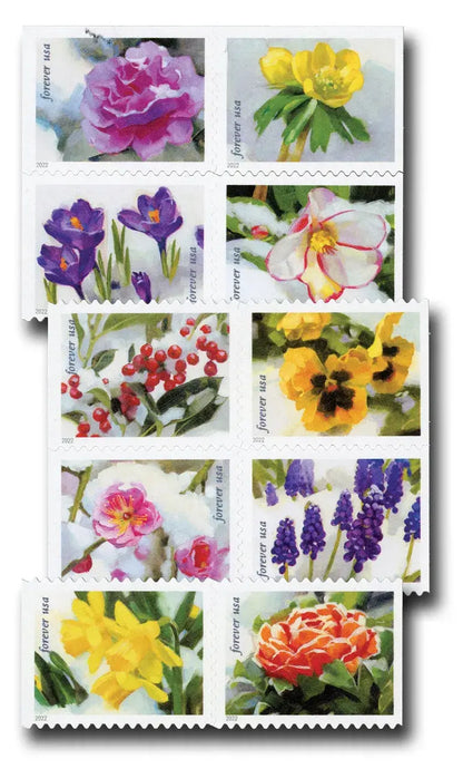 2022 USPS Snowy Garden Beauty Forever Stamp Sheets of 20