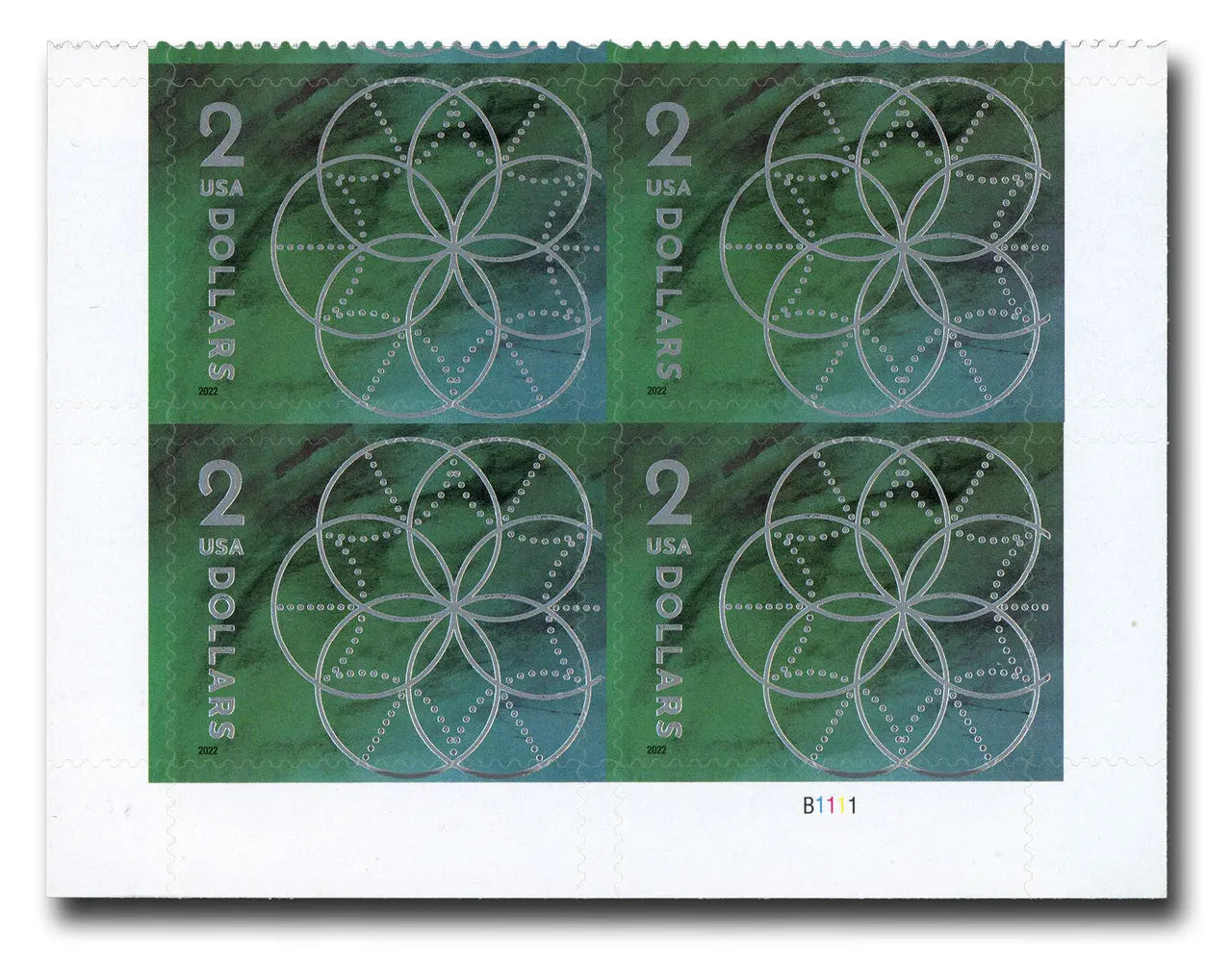 2022 two dollar floral geometry stamps Sheets of 10