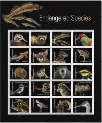 USPS 2023 Endangered Species Forever Stamp Sheets of 20