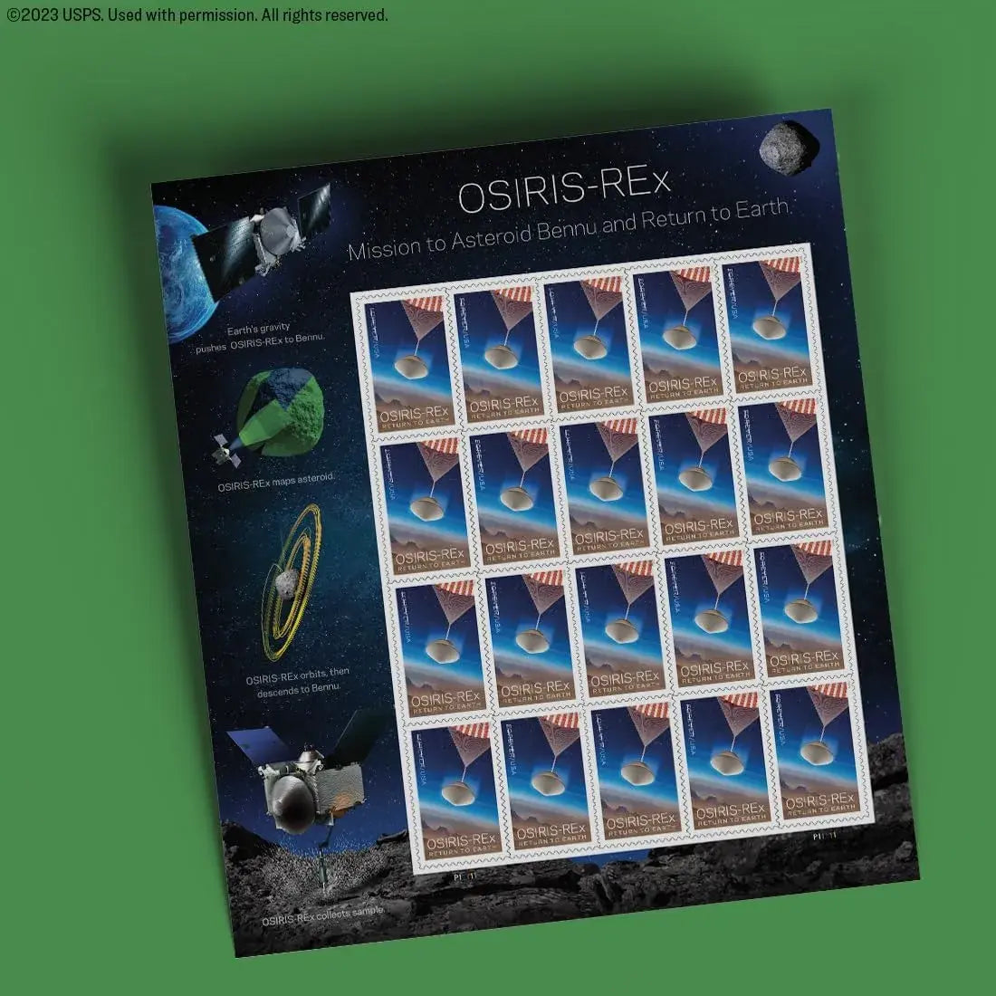 2023 USPS OSIRIS REx-Mission to Asteroid Bennu Stamp Sheets of 20