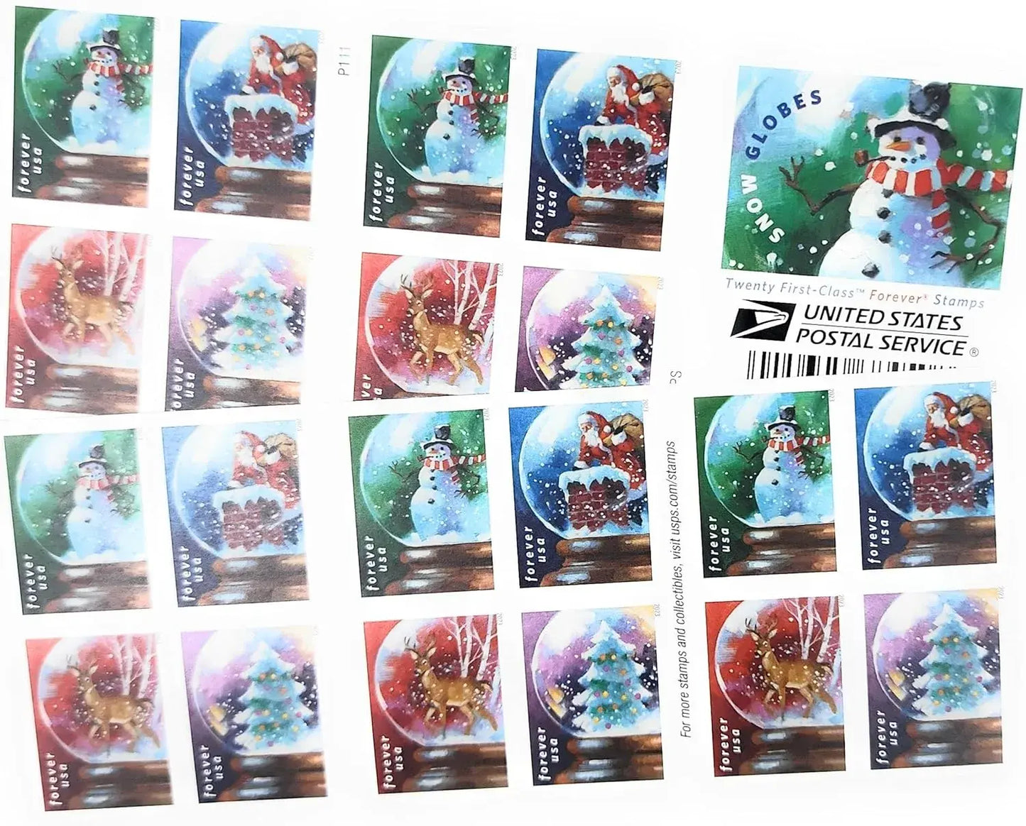 2023 USPS Snow Globes Stamp Sheets of 20
