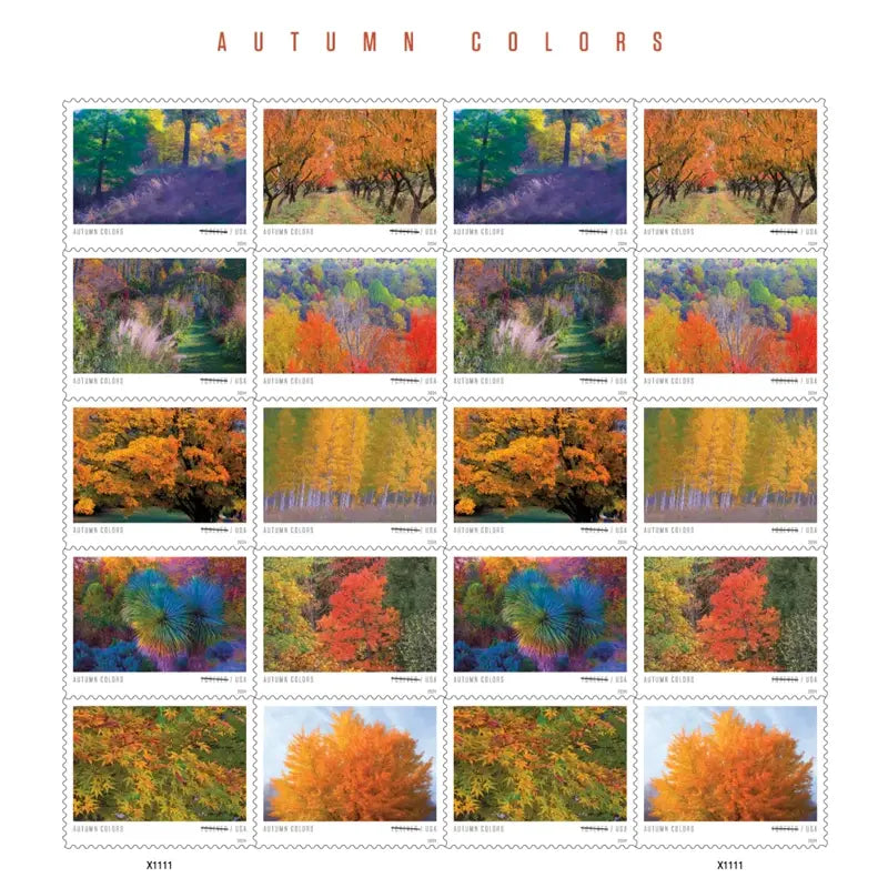 2024 USPS Autumn Colors Forever Stamps Sheets of 20