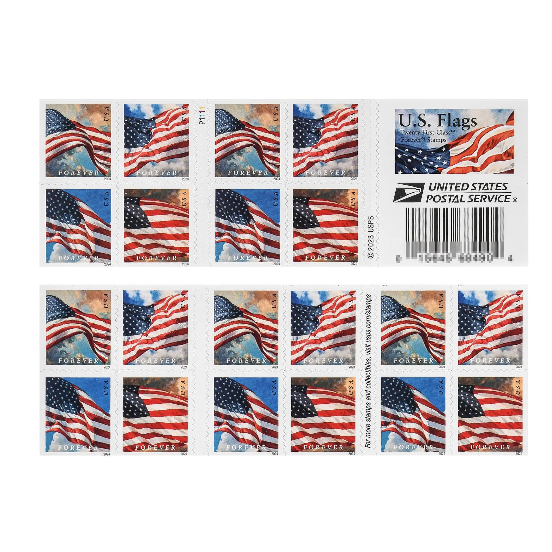 2024 usps us flags forever first class postage stamps Sheets of 20