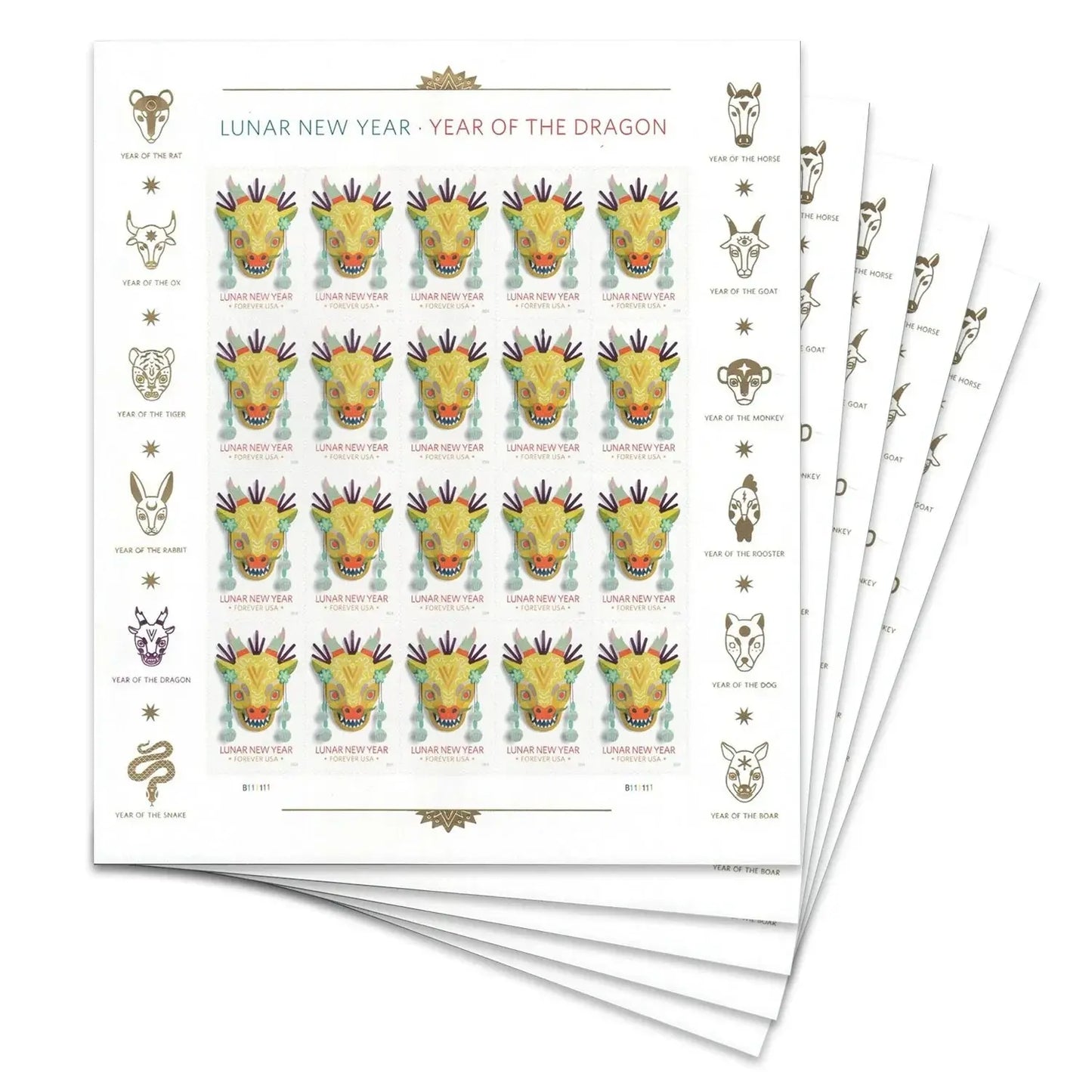 2024  usa  lunar  new  year  dragon  stamps Sheets of 20