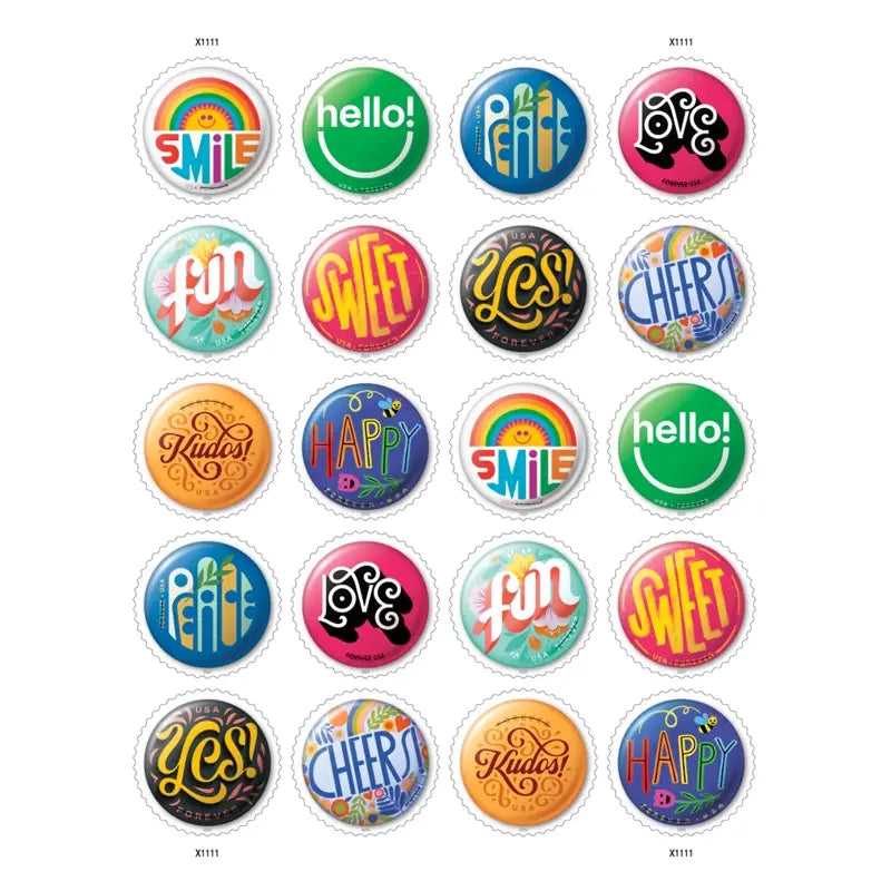 2024 Pinback Buttons Forever Stamps Sheets of 20