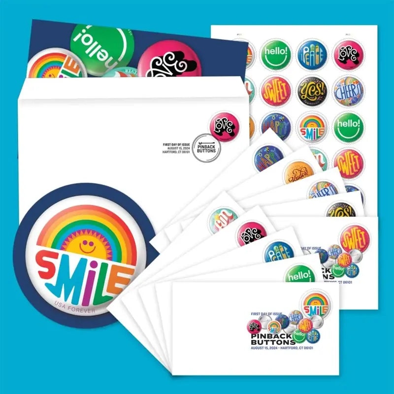2024 Pinback Buttons Forever Stamps Sheets of 20