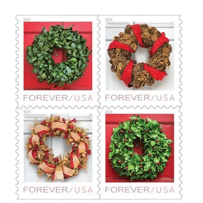 2019 USPS Holiday Wreaths Forever Stamp Sheets of 20