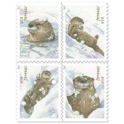 2021  Otters in Snow Forever Postage US Stamps Sheets of 20